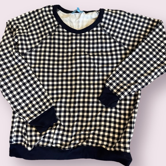 EUC Draper James Gingham Plaid Navy Size M Sweatshirt - Picture 1 of 5